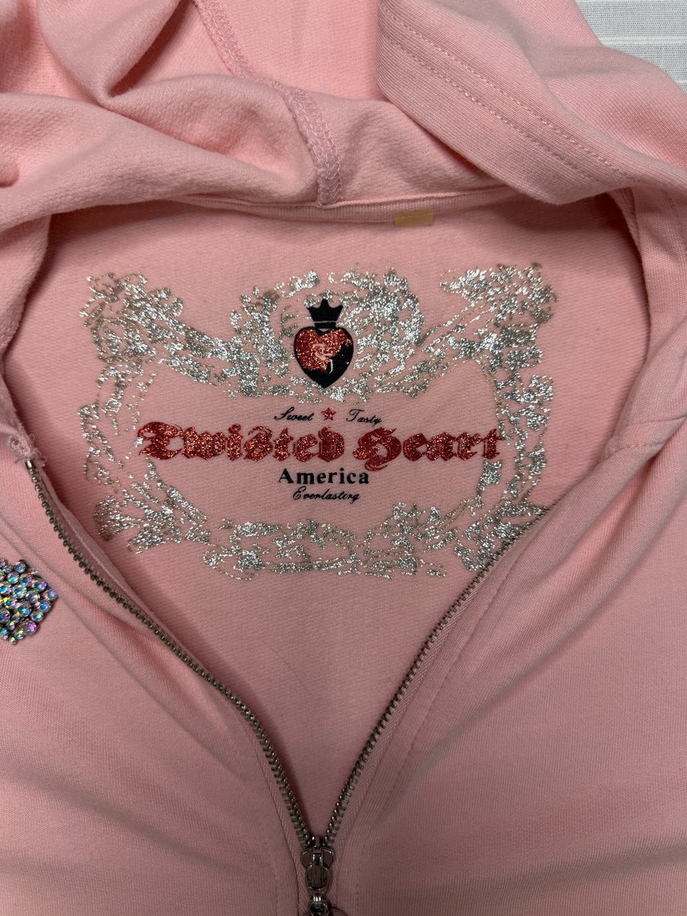 💕 Twisted Heart Pink Rhinestone Tracksuit Set – Size Small - Picture 12 of 14